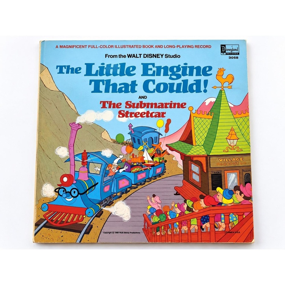 1969 Disney Little Engine That Could Submarine Streetcar Book Record 3058 VTG